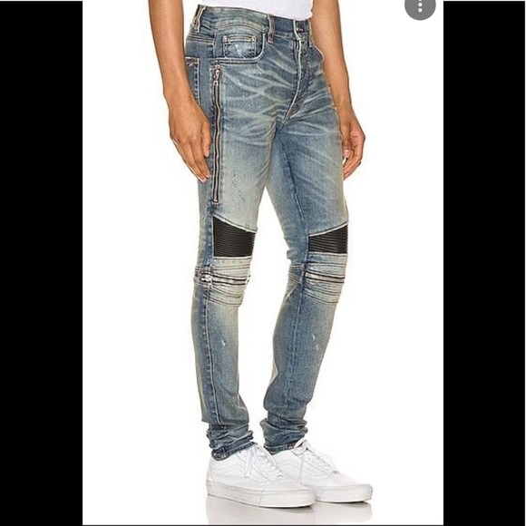Amiri MX2 leather Distressed Jeans - Picture 2 of 12